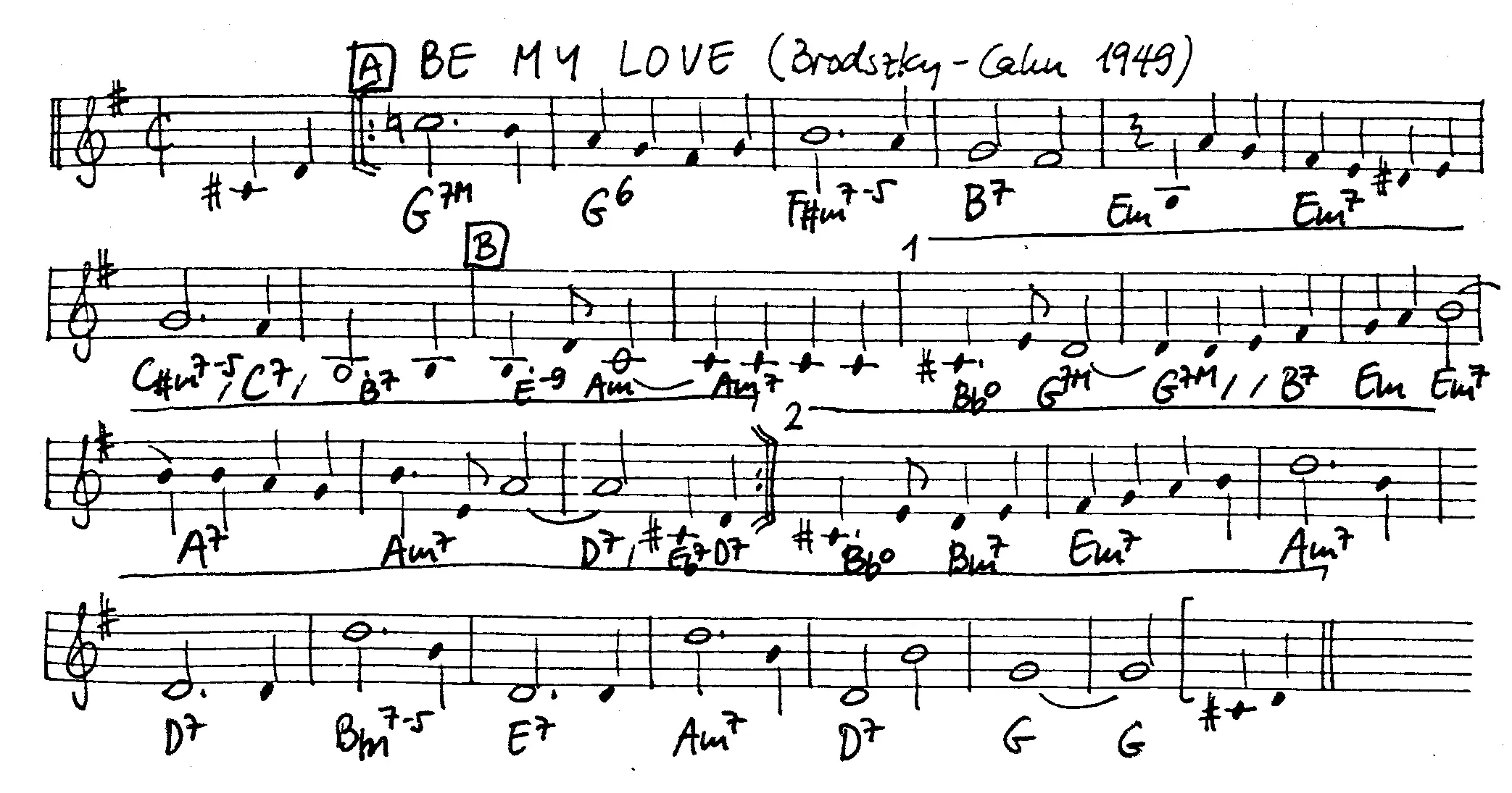 be my love free jazz leadsheet - Courtesy of the Jungle Jazz Band